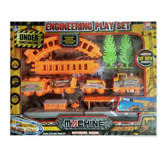 Orange Train With Track and Plants  Toy Set