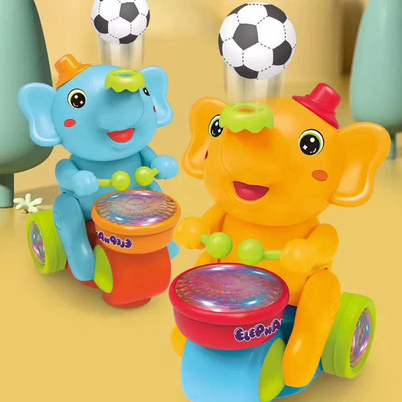 Elephant Musician Toy with Music, Flashing Lights & Drum Play
