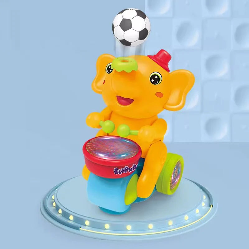 Elephant Musician Toy with Music, Flashing Lights & Drum Play